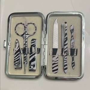 Zebra Pattern Nail Manicure Pedicure Set Kit